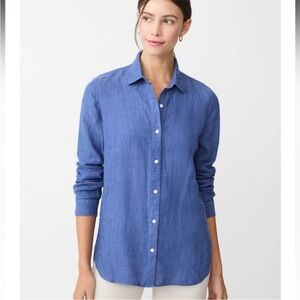 J. McLaughlin Linen Buttondown Shirt Blue
